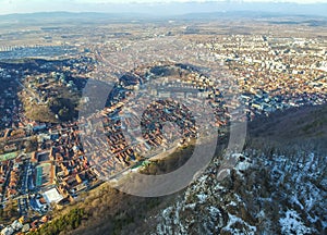 Panorama of Brasov City, Romania, aerial view