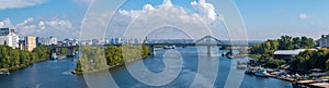 Panorama of the bridge over the river