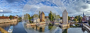 Panorama of bridge Ponts Couverts, Strasbourg