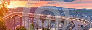 Car on bridge road in Tromso, Norway, Europe photo