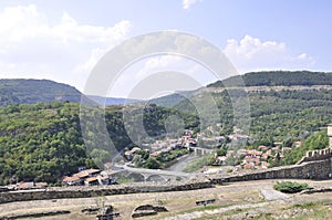 Panorama with Briges over Yantra river from Veliko Tarnovo in Bulgaria photo