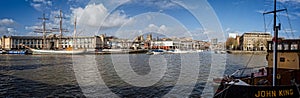 Panorama of Bristol Harbour from the Watershed looking across to the Marina and the Tall Ship Kaskelot