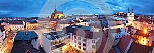 Panorama of Brno skyline - Old Town with Christmas Market and Cathedral of St. Peter and Paul, Czech Republic ,