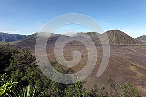 Panorama of Bromo volcano at sunrise, East Java, Indonesia