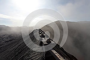 Panorama of Bromo volcano at sunrise, East Java, Indonesia