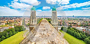 Panorama of Brussels from the National Basilica of the Sacred Heart, Belgium