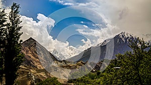 Panorama of Bualtar glacier and Hunza valley, Gilgit-Baltistan Pakistan