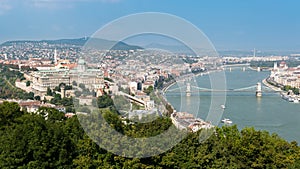 Panorama of Buda Castle and Chain Bridge, Budapest, Hungary