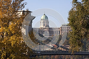 Panorama of Buda Castle and Chain River Bridge