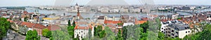 Panorama of Budapest with Chain Bridge on Danube River and Parliamen