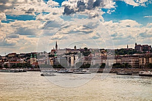 Panorama of Budapest old town, city by the Danube river