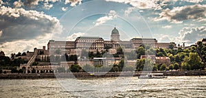 Panorama of Budapest old town, city by the Danube river