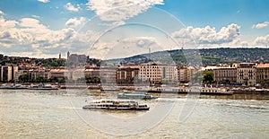 Panorama of Budapest old town, city by the Danube river