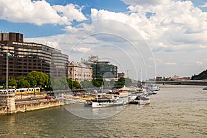 Panorama of Budapest old town, city by the Danube river