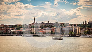 Panorama of Budapest old town, city by the Danube river