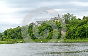 Panorama of Bug River and Castle Hill in Drohiczyn, Poland, Europe