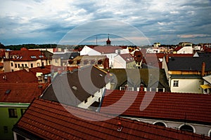 Panorama of buidling roofs, Uherske Hradiste