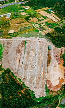 Panorama of the burning landfill outside Dinh Van township, Lam Ha district, Lam Dong province, Vietnam