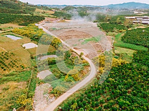 Panorama of the burning landfill outside Dinh Van township, Lam Ha district, Lam Dong province, Vietnam