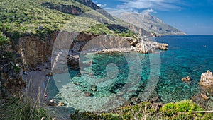 Panorama of Cala Disa, one of the beautiful beaches in nature re