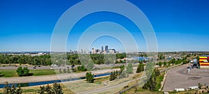 Panorama of Calgary and Rocky Mountains