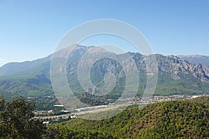 The panorama of Camyuva and Tahtali mountain, Antalya provence, Turkey