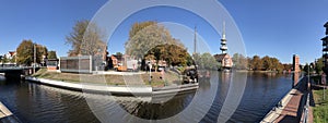 Panorama from the canal around the old town of Emden photo