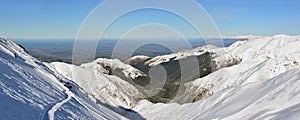 Panorama of The Canterbury Plains from the Mount Hutt Ski Field, NZ