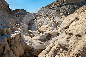 Panorama of a canyon cul de sac at the Bisti Badlands