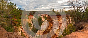 Panorama of canyons in Providence Canyon State Park, Georgia, USA