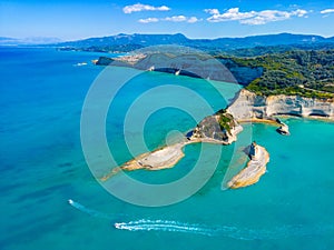 Panorama of Cape Drastis a Corfu island, Greece