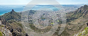 Panorama of Cape Town City Bowl seen from Table Mountain