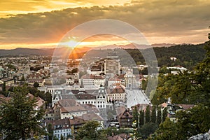 Panorama of capital city Ljubljana, Slovenia