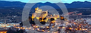 Panorama of Caravaca De La Cruz cityscape and castle, Pilgrimage site near Murcia, in Spain. One of the 5 holy cities in the world photo