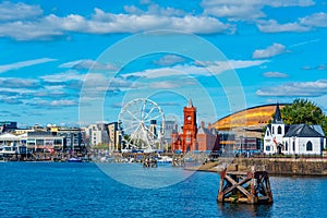 Panorama of Cardiff bay in Wales, UK