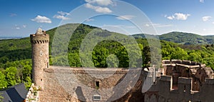 Panorama of Castle Auerbach in spring