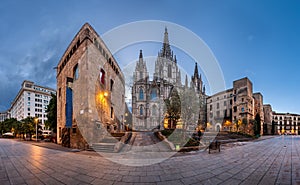 Panorama of Cathedral of the Holy Cross and Saint Eulalia