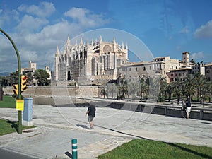 Panorama of the Cathedral.Palma di Maiorca.