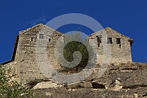 Panorama of the caves and walls. Chufut Kale. Bakhchysaray. Crimea.