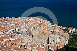 Panorama of Cefalu with cathedral