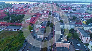 Panorama Centrum Armii Krajowej Street Elk Deszcz Rain Aerial View Poland