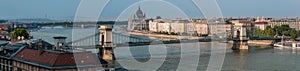 Panorama of the Chain Bridge, Budapest, Hungary