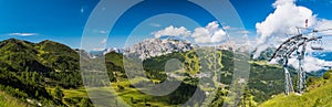 Panorama with Chair lift in the summer mountains