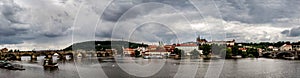 Panorama of Charles bridge in Prague,autumn day. Czech republic