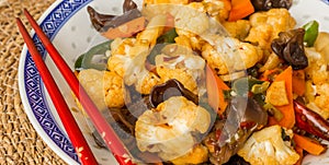 Panorama of a chinese vegetable dish