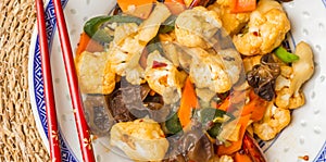 Panorama of a chinese vegetable dish