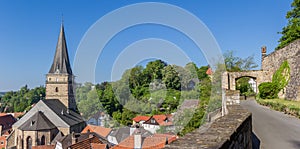 Panorama of the church and city walls of Warburg