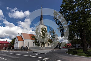 Panorama of the Church in Paide, central Estonia. The ancient Catholic Church and the heritage