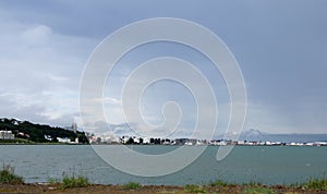 Panorama of the city of Akureyri in Iceland