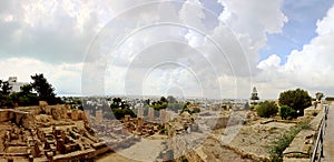 Panorama of city Ancient Ruins in old Carthage Tunisia